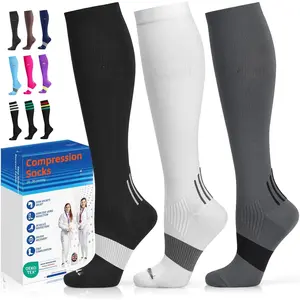 Compression Socks  Women & Men, 20-30 mmHg Knee-High Support  Circulation, All-Day Comt  Work Travel Running Cycling and ness