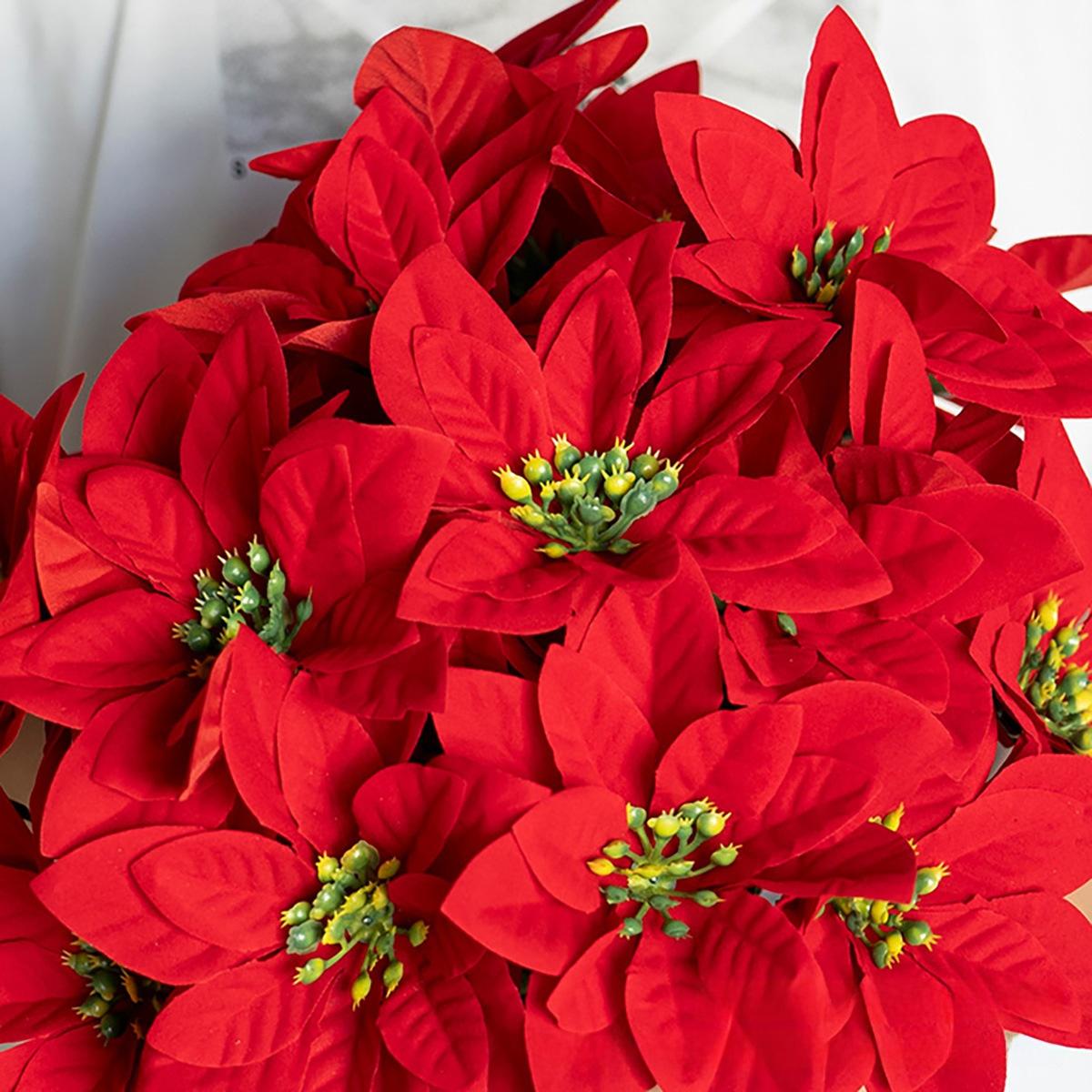 Christmas artificial poinsettia bouquet for home, outdoor, tabletop, garden decoration, Christmas decoration