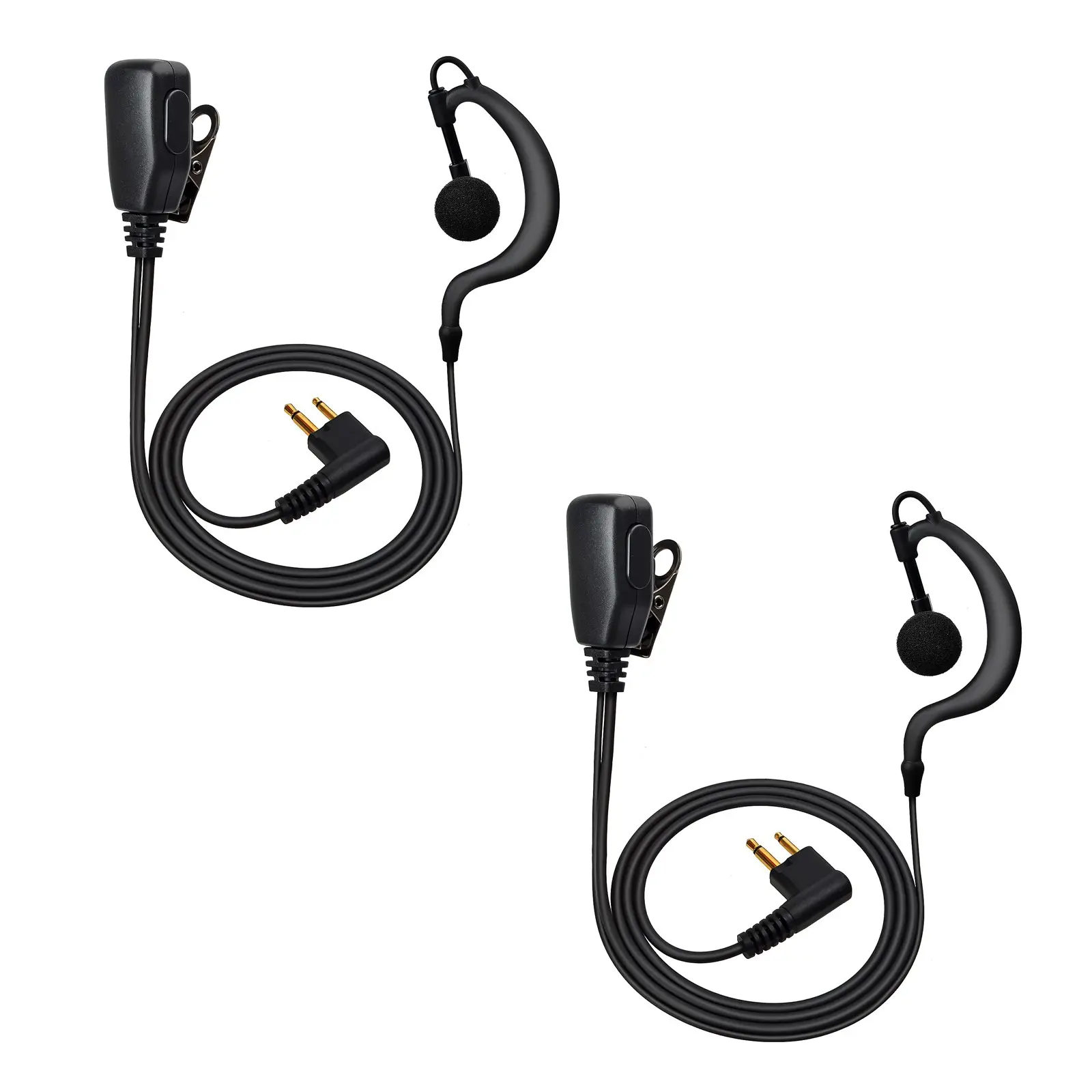 G Shape Soft Ear Hook Two Way Radio Earpiece with PTT, Hands Free Call, Walkie Talkie Headset with Swivel Boom Microphone Compatible with Motorola CLS1110 RDM2070d CP200 CP200d CLS1410 Radio, 2 pcs