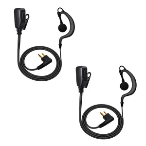 G Shape Soft Ear Hook Two Way Radio Earpiece with PTT, Headphone, Headphone Jack, Walkie Talkie Headset with Swivel Boom Microphone Compatible with Motorola 2 Way Radio CLS1110 RDM2070d CP200 CP200d CLS1410 Radio, for Law Enforcement Use, 2 pcs