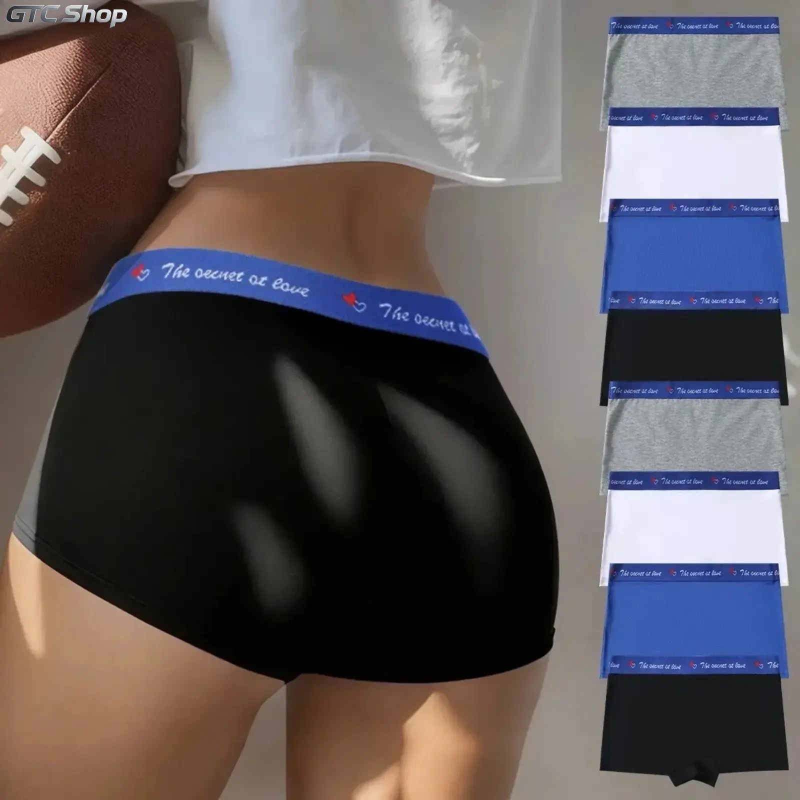Women 4/8 Pack Cotton High-Waist Boyshort Panties, Minimalist Plain Full Coverage Stretch Elastic Intimates, Machine Washable Sporty Undies in Black White Grey Blue, Comfort Underwear for Daily Casual Lounge & Gym Active Workout Wear