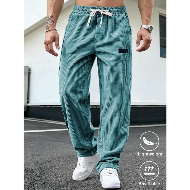 Men's Lightweight Corduroy Sports Straight Leg Pants, Lightweight and Breathable, Simple and Multifunctional Retro Style, Suitable for Hiking, Seaside Strolling, Daily Outdoor Strolling, and Weekend Leisure Activities