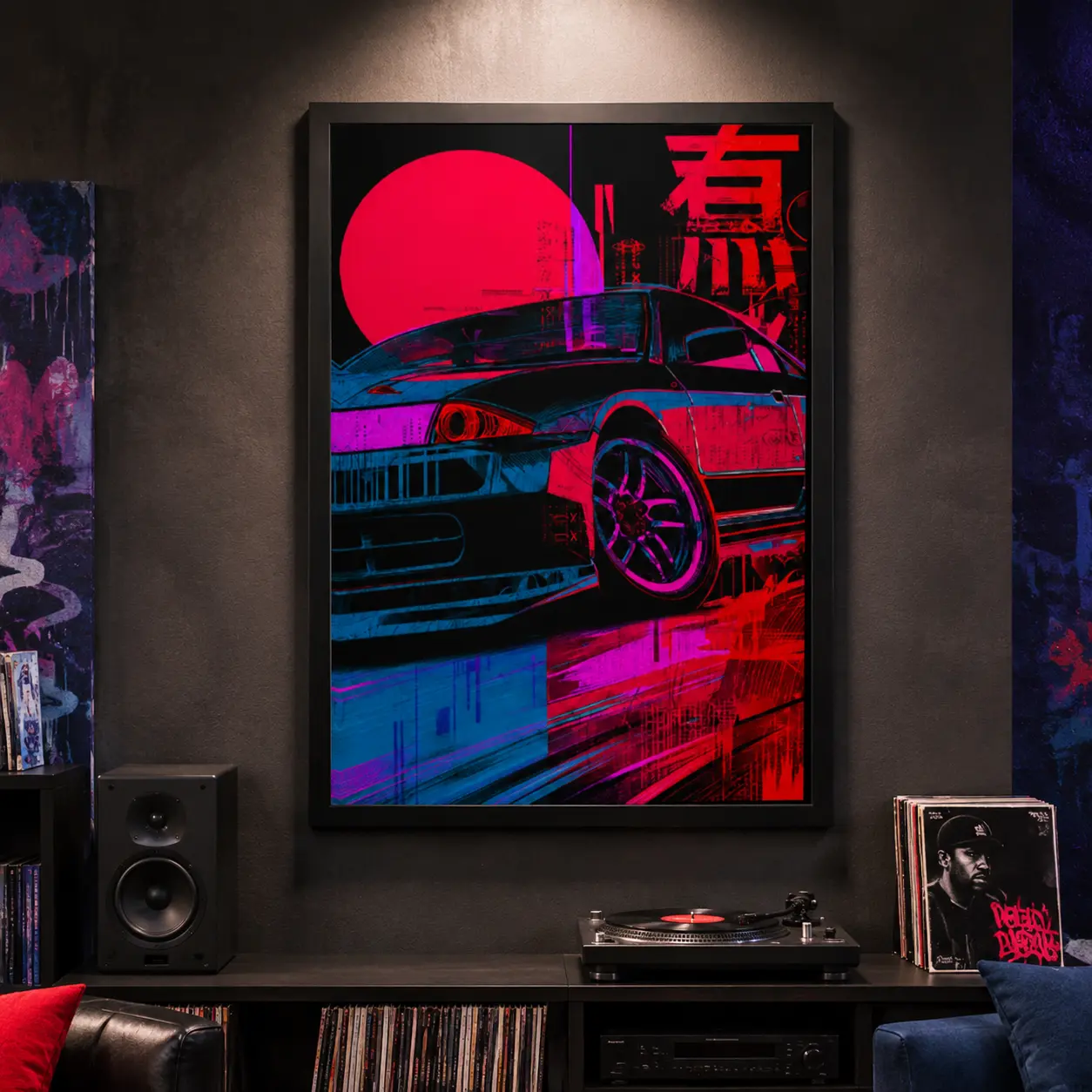 Eclipse JDM Sports Car Canvas Wall Art Poster, High-Performance Tuner Car Unframed Art Print for Bedroom, Office, Garage, Man Cave, Living Room, or Apartment Decor, Cool Automotive Wall Decoration, Gift for Men and Car Lovers