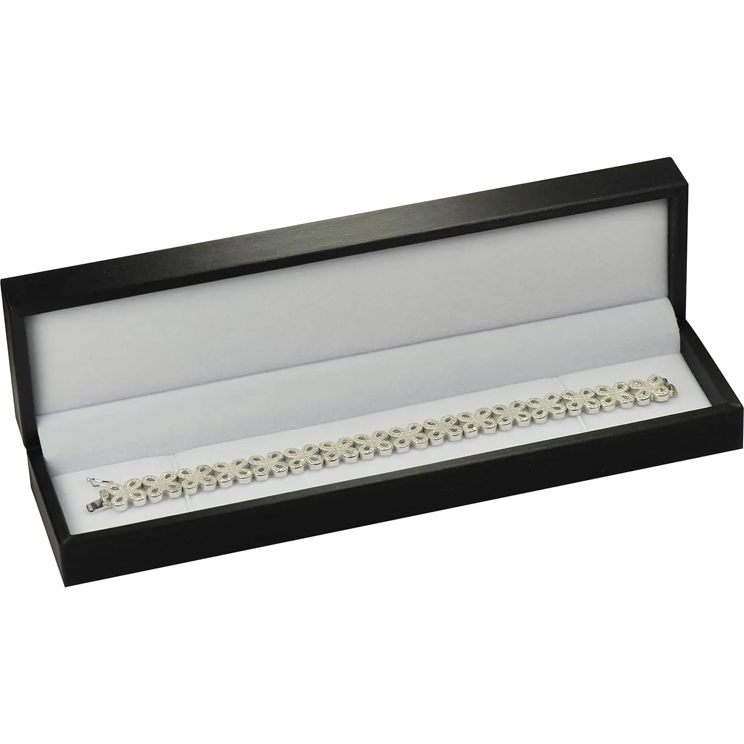 Black Bracelet Necklace Chain  Box Luxury Soft  PU Lear Material Long Chain Bracelet Display Storage Box Size 8.75〞(W)*2.28〞(D)*1.45〞(H)