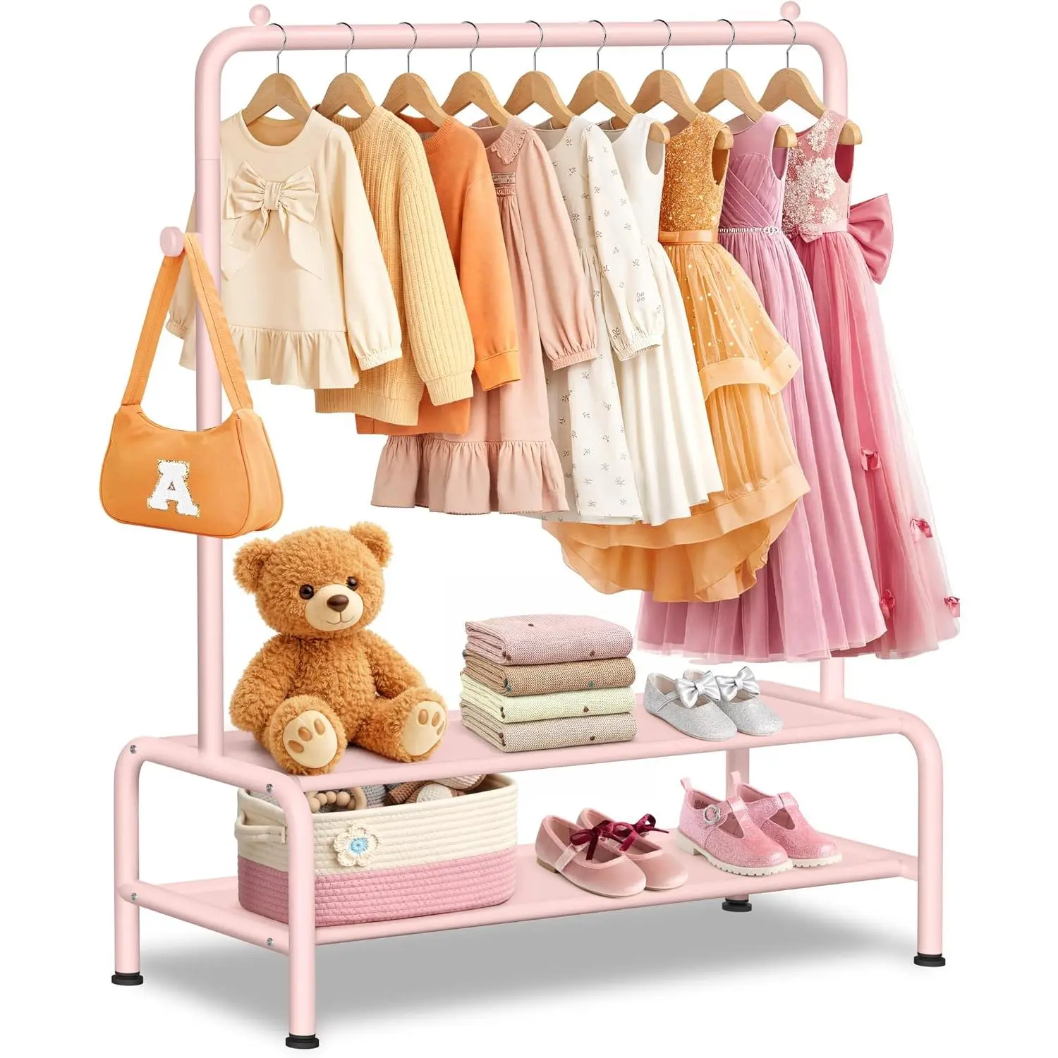 Clothing Rack - Dress Up Storage - Dress Up Rack for Little Girls - Small  Costume Wardrobe with 2 Fabric Shelves - Princess Room Bedroom Decor