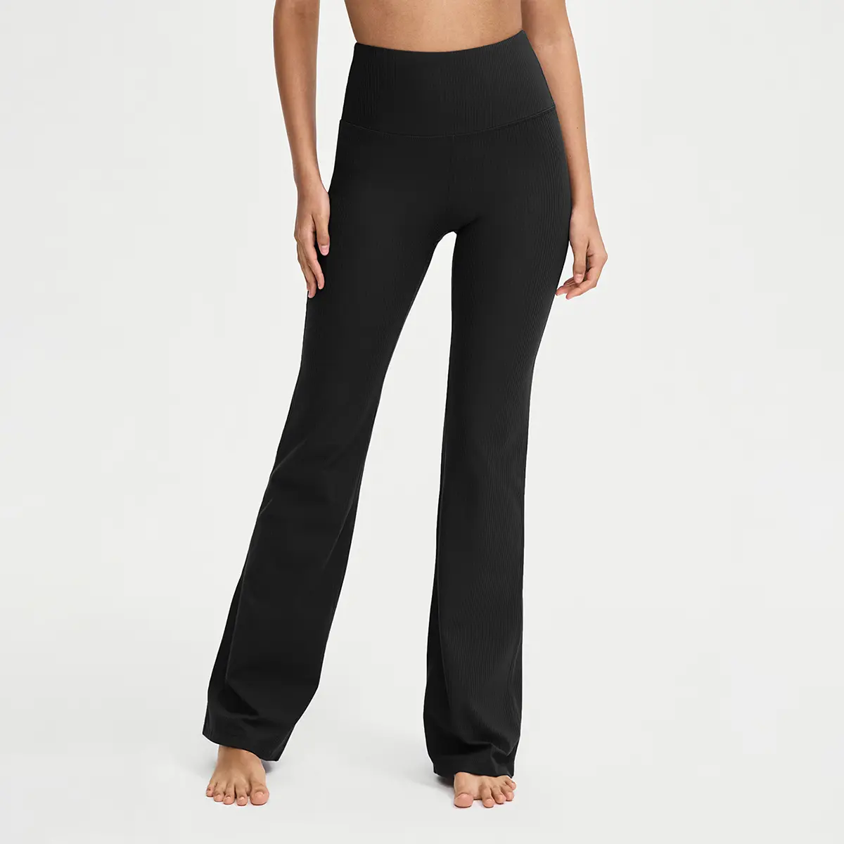 ATHLUNA Ribbed High Waist Flared Legging (31.5in) - Soft Fitted Fabric, with Pocket for Sports & Outdoor Workouts