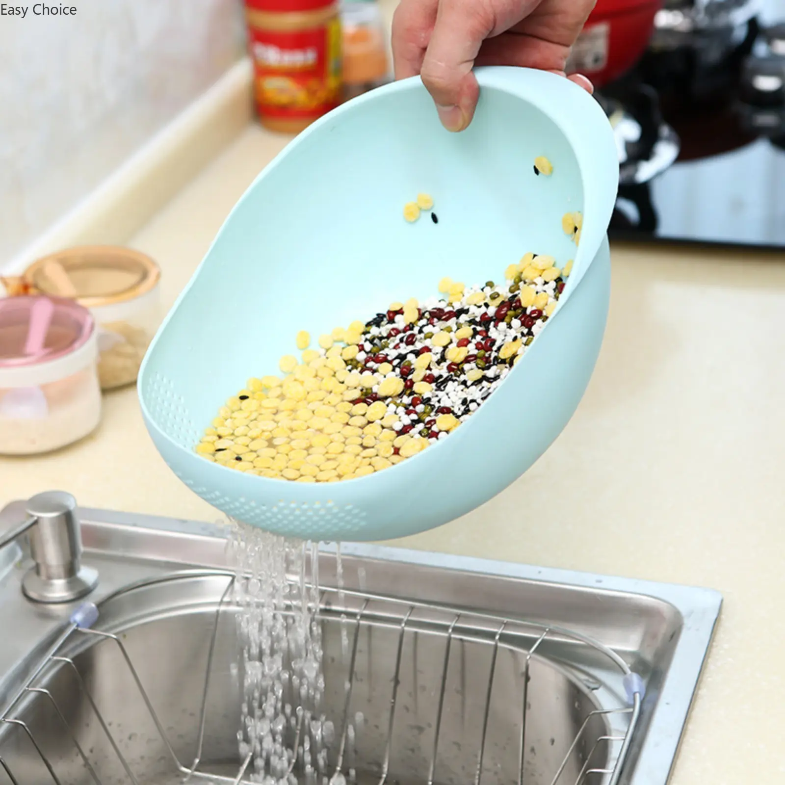 1Pcs/2Pcs Mini Multi-Functional Kitchen Drain Basket Basin, Versatile Small Colander Strainer For Washing Rice, Fruits And Vegetables, Practical Household Food Prep Kitchen Accessory