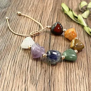 Bohemian Seven Chakra Bracelet, Including Amethyst, Tiger Eye Stone, Green Adventure Stone, Heart Chakra Jewelry, Choice for Love And Harmony, Valentine'S Day, Wedding, Anniversary, Mother'S Day Gift. for Daily And Special Occasions