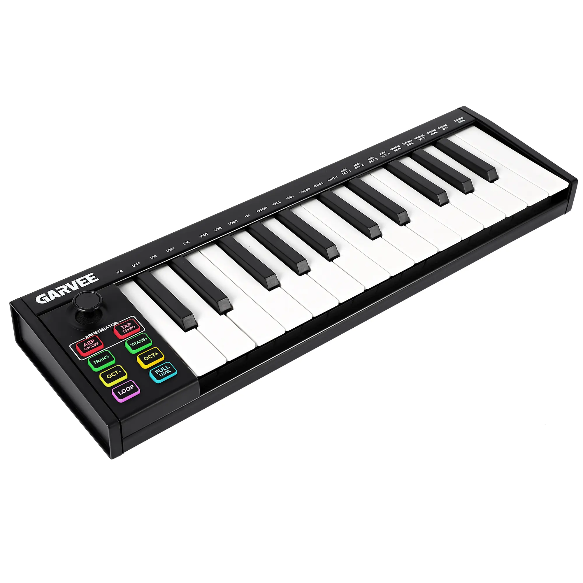 25-Key Semi-Weighted USB MIDI Keyboard Controller with OLED Screen, 8 Backlit Drum Pads & 8 Assignable Knobs, DAW Compatible Music Production Controller for PC