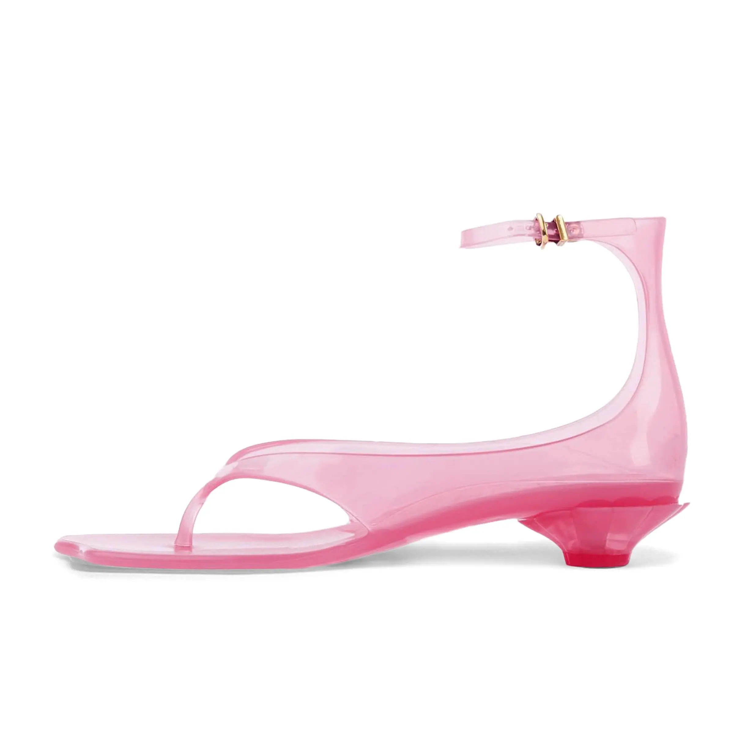 Jelly Shoes for Women Fip Flop Flower Kitten Heel Sandals Clear Ankle Strap Thong Heels Summer Dress Shoes