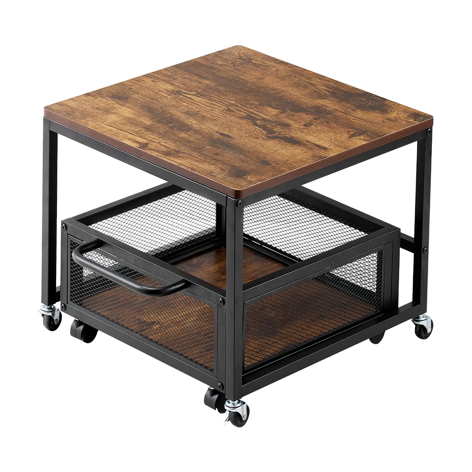 Mini Fridge Stand with Storage, 198 lbs Mini Fridge Table with Movable Storage Cart & Swivel Wheels, Beverage Refrigerator Stand for Coffee Bar, Mini Fridge Organizer for Home Dorm