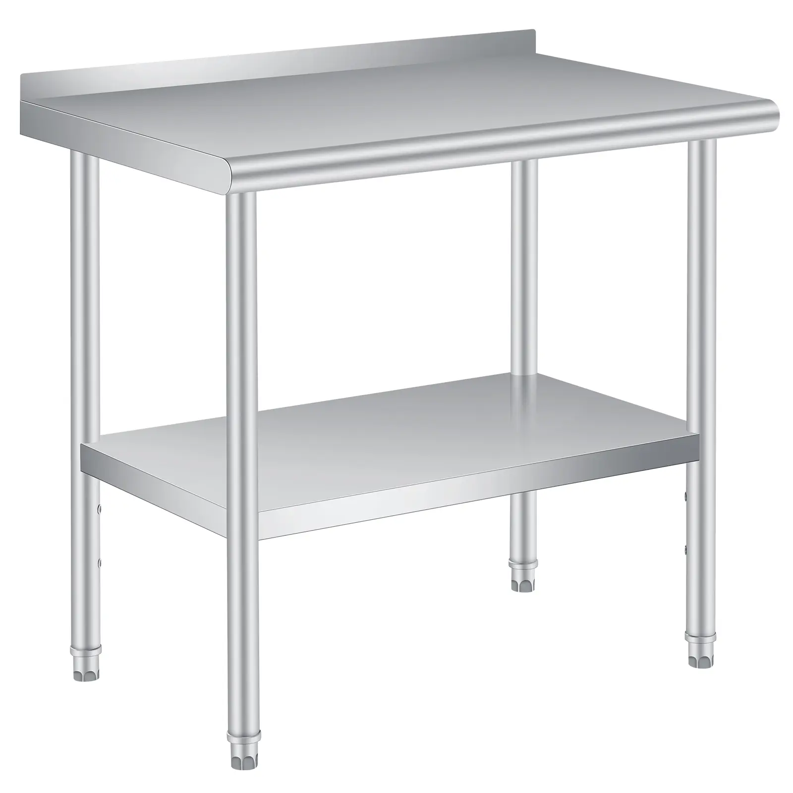 Stainless Steel Prep Table with Backsplash, Heavy Duty Commercial Work Table with Adjustable Undershelf, for Restaurant Kitchen Outdoor Garage Workshop