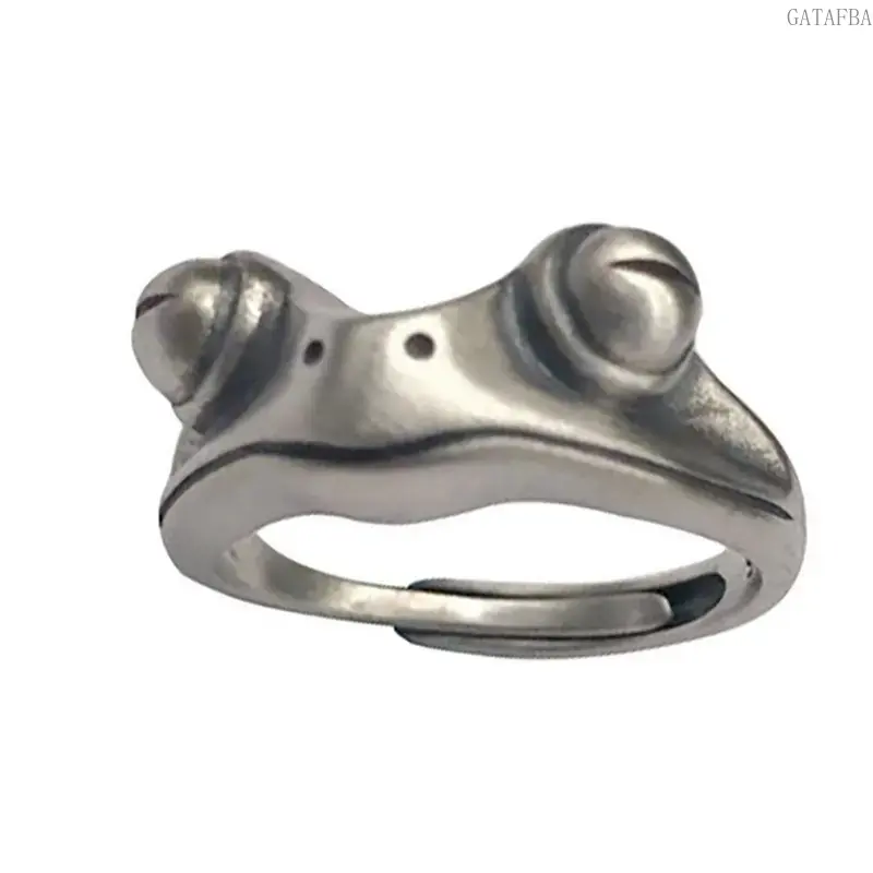 Vintage Style Frog-Shape Stainless Steel Ring, Adjustable Size Unisex Jewelry, Unique Couple Birthday Gift Ideas for Girlfriend Daily Use