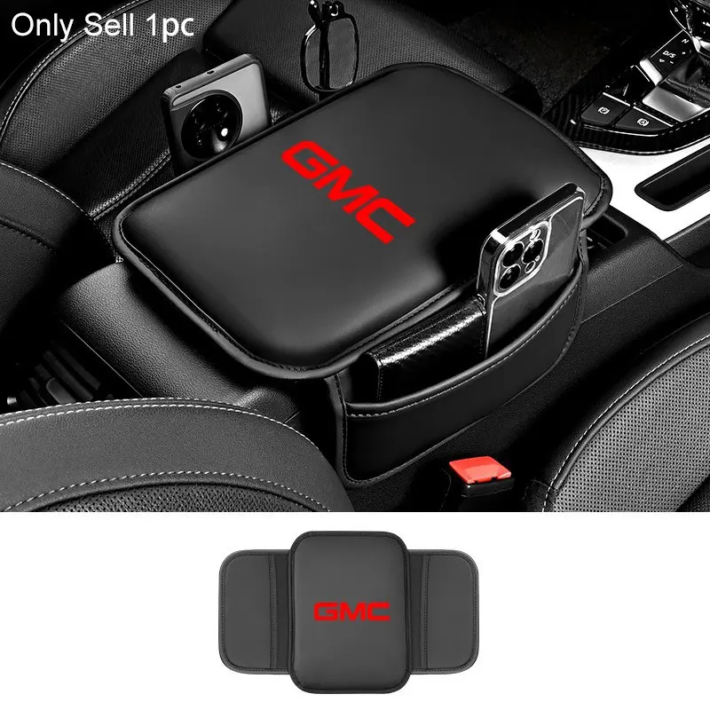 Leather Car Arm Rest Cushion Storage Pad Armrest Box Protective Cover Center Console Cushion For GMC Terrain Sierra 1500 Yukon Acadia Savana Hummer Granite H3 Jimmy Graphyte Auto Accessories Car Organizers