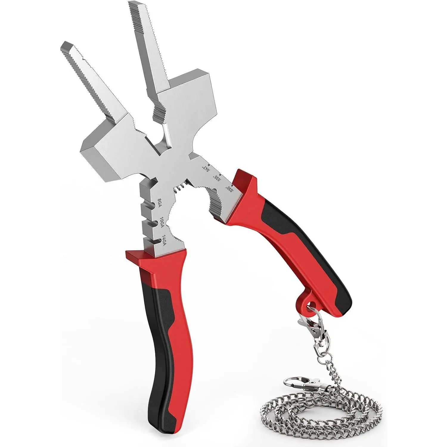 Measurable 8" Welding Pliers with Rentention Chain, -In- MIG Pliers with Anti-Rust and High-Carbon Steel,  for Professional Welding