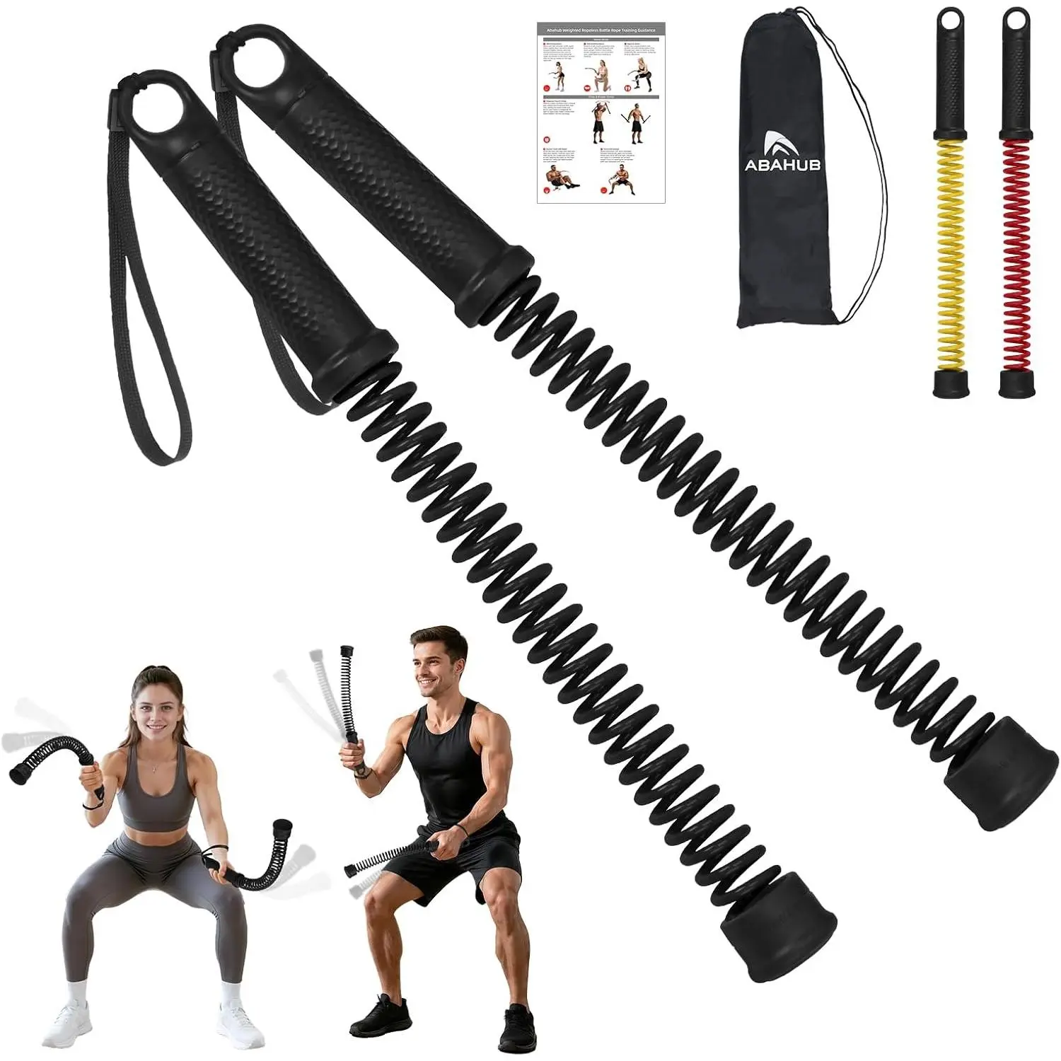 Abahub Battle Ropes, 2-in-1 Ropeless Weighted Equipment for Home Gym, Unisex Portable for Low-Impact Cardio, HIIT & Strength Building