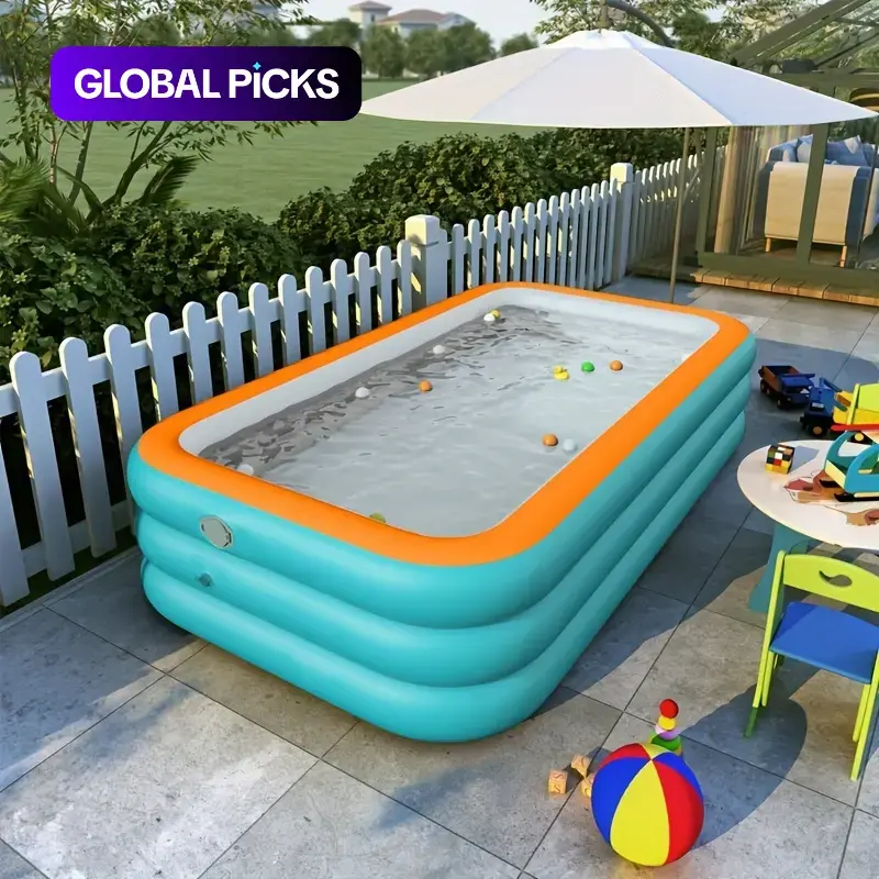 Inflatable Rectangular Swimming Pool, 1 Count Outdoor Pool for Home Garden and Yard, Ideal for Entertaining and Relaxing