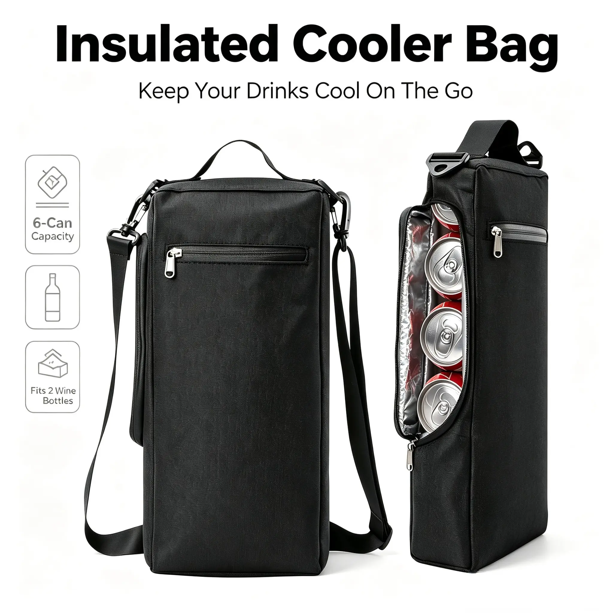 Small Soft Golf Drink Insulator Bag, Cooler Bag, Men's Sports Cooling Storage Pouch, Fits Various Canned Drinks, Wine, Portable and Lightweight
