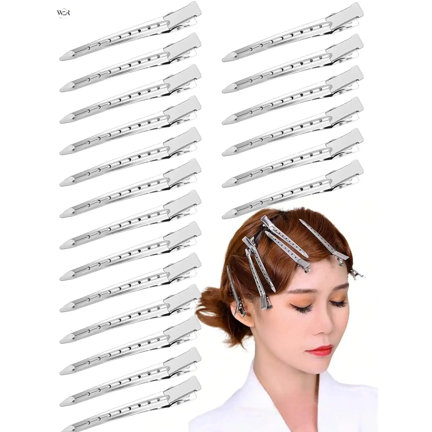 9cm Silver Metal Hair Sectioning Clips 4g Each, Perforated Alligator Hair Clamps Available in 10/20 Packs, Salon Hairdressing Pin Clips for Coloring Cutting Styling Hair Partitioning