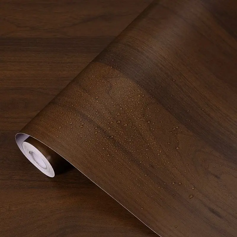 1 Roll, Walnut Wood Grain Sticker, peel and stick Vinyl Wallpaper For Furniture Renovation, Brown Retro Wood Grain PVC Removable Wall Stickers, Suitable For Cabinets, Wardrobes, Tables, and Doors, Self Stick Wallpaper