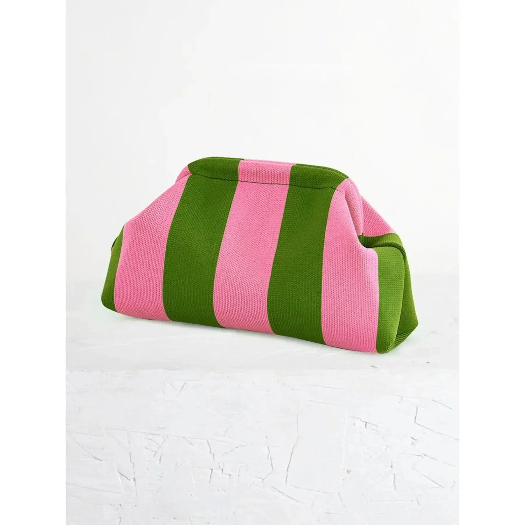Women’s Striped Cloud Clutch Bag, Clip Design Lightweight Foldable Casual Purse, Classic Handbag For Daily Wear, Parties & Holiday Gifting