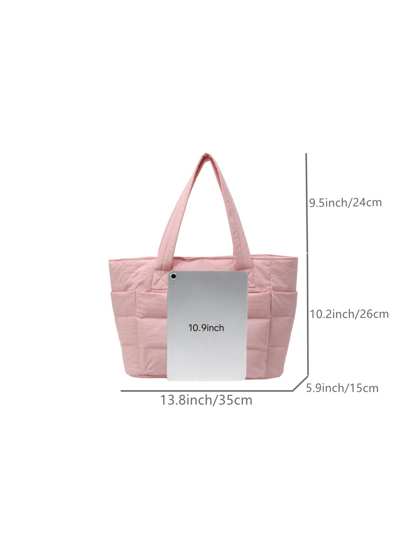 Women's Solid Color Quilted Tote Bag, Fashionable Large Capacity Shoulder Bag for Work & Daily Used, Casual Trendy Versatile High-quality Daily Commuting Bag, Quilted Work Bags