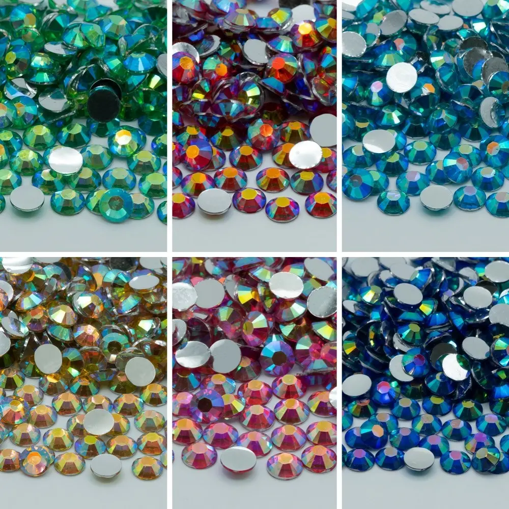 2-6mm Silver Bottom Resin AB Water Diamond Crystal Nail Accessories Crafts Crystal
