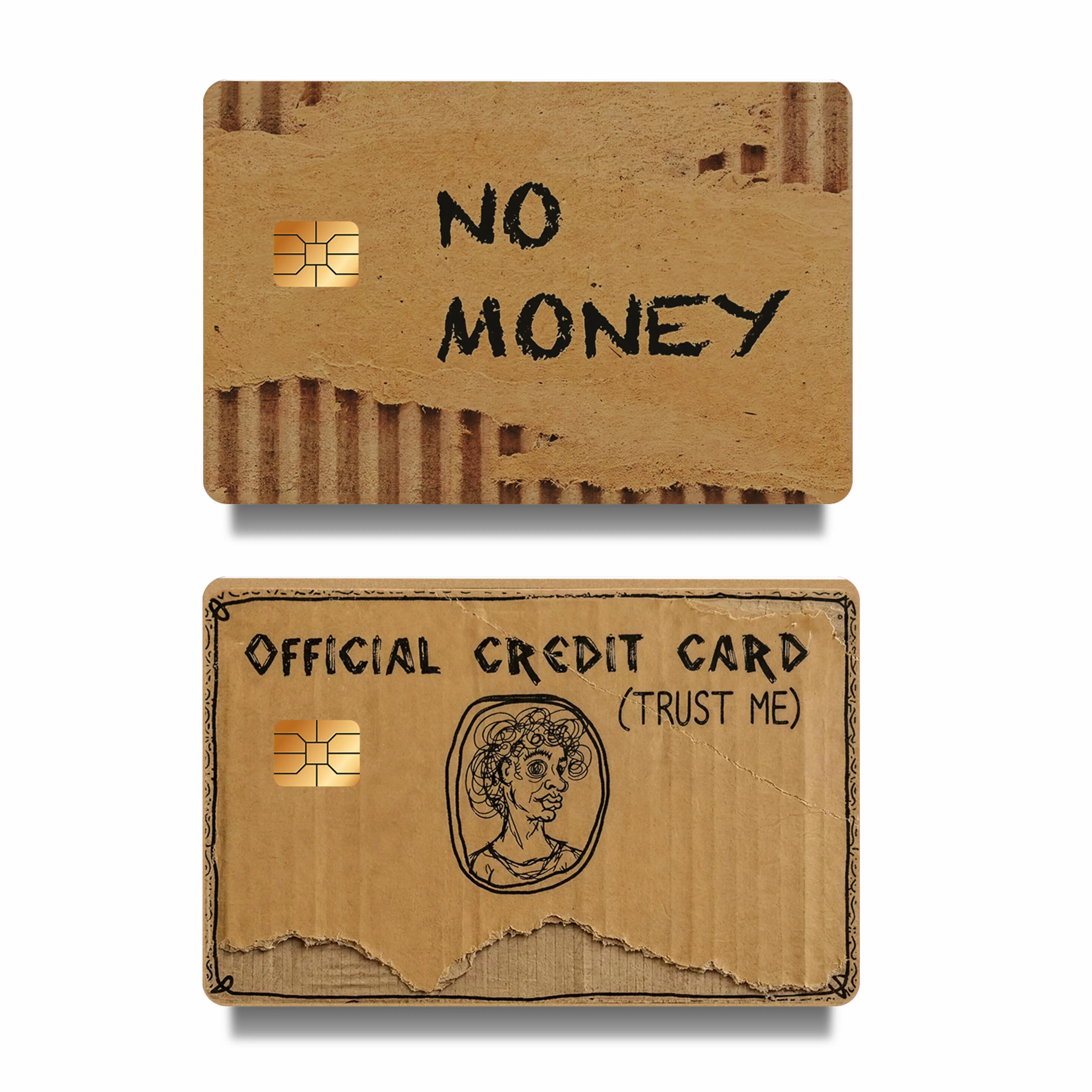 Funny Cardboard-Style Credit Card Skins, Humorous Decorative Bank Card Stickers, Creative Card Covers