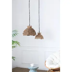 ARCH Rope Woven Chandelier Set of 2 Natural Fiber Pendant Light Fixture Handmade Boho Ceiling Lamp for Living Room Dining Room Kitchen Island Bedroom Entryway Farmhouse Decor, Home Furniture and Household Product Search Terms for US Online Shopping