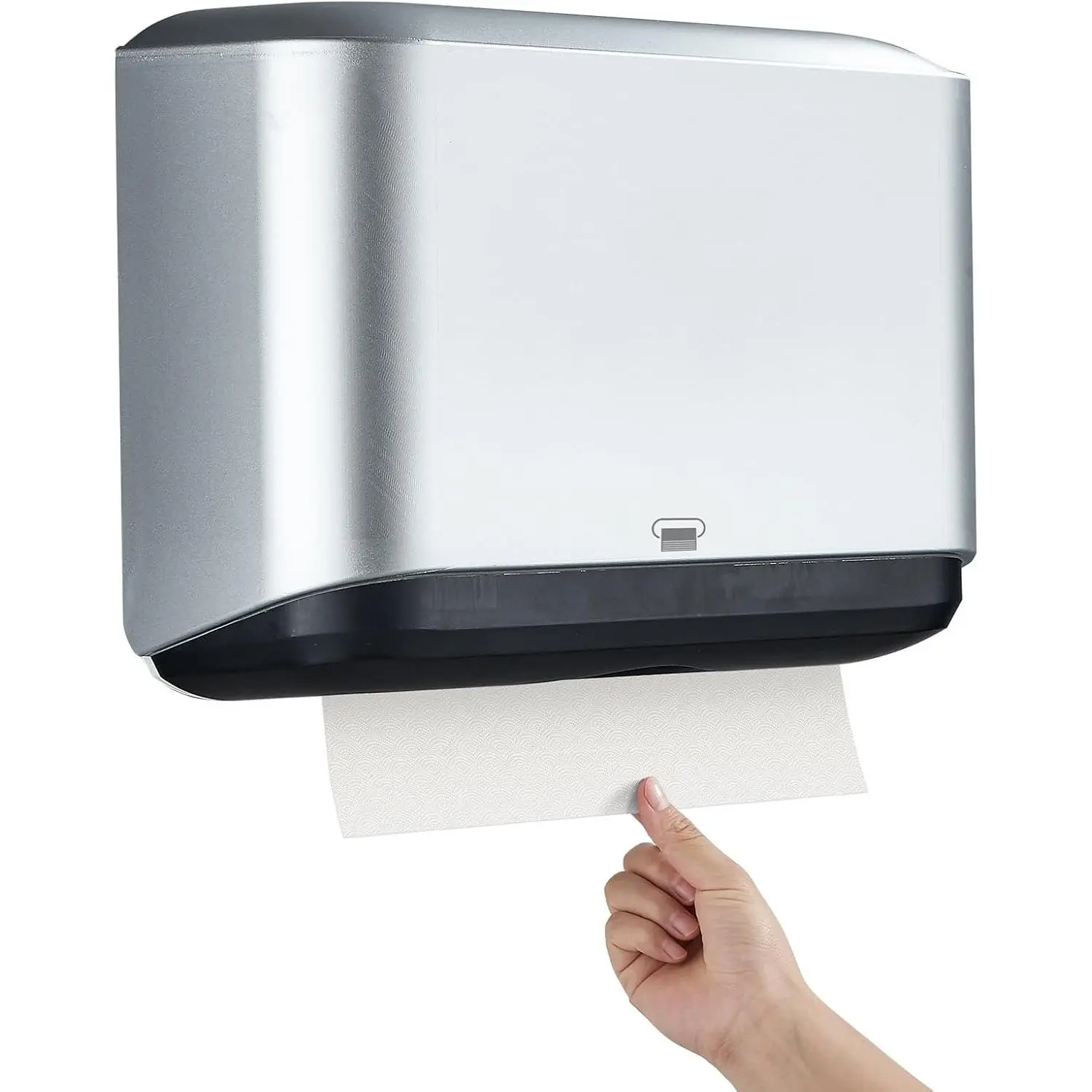Trifold Hand Towel Dispenser for Bathroom - C Fold Paper Towel Dispenser Wall Mount with No-Hole Adhesive Installation, Compact 200 Sheets Large Capacity for , Apartment & RV