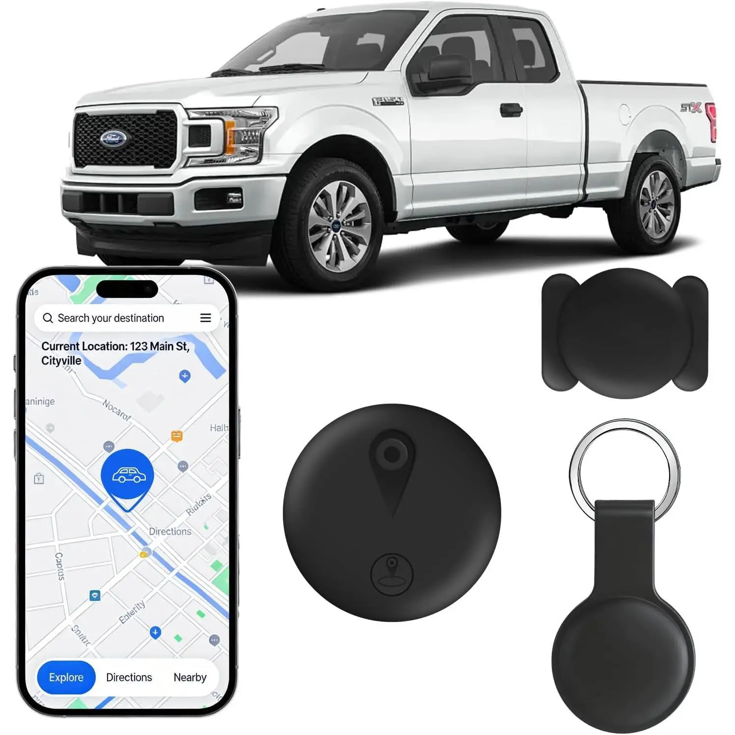 Hidden Magnetic Waterproof GPS Vehicle Tracker - No Subscription/SIM Required, Accurate Tracking, 365-Day Battery Life, iOS Only (Black) for Camping & Hiking Outdoor Adventures, Ip67 Rated, Compact, Concealed, Ios Device, 365-Day Life, Applefindmy