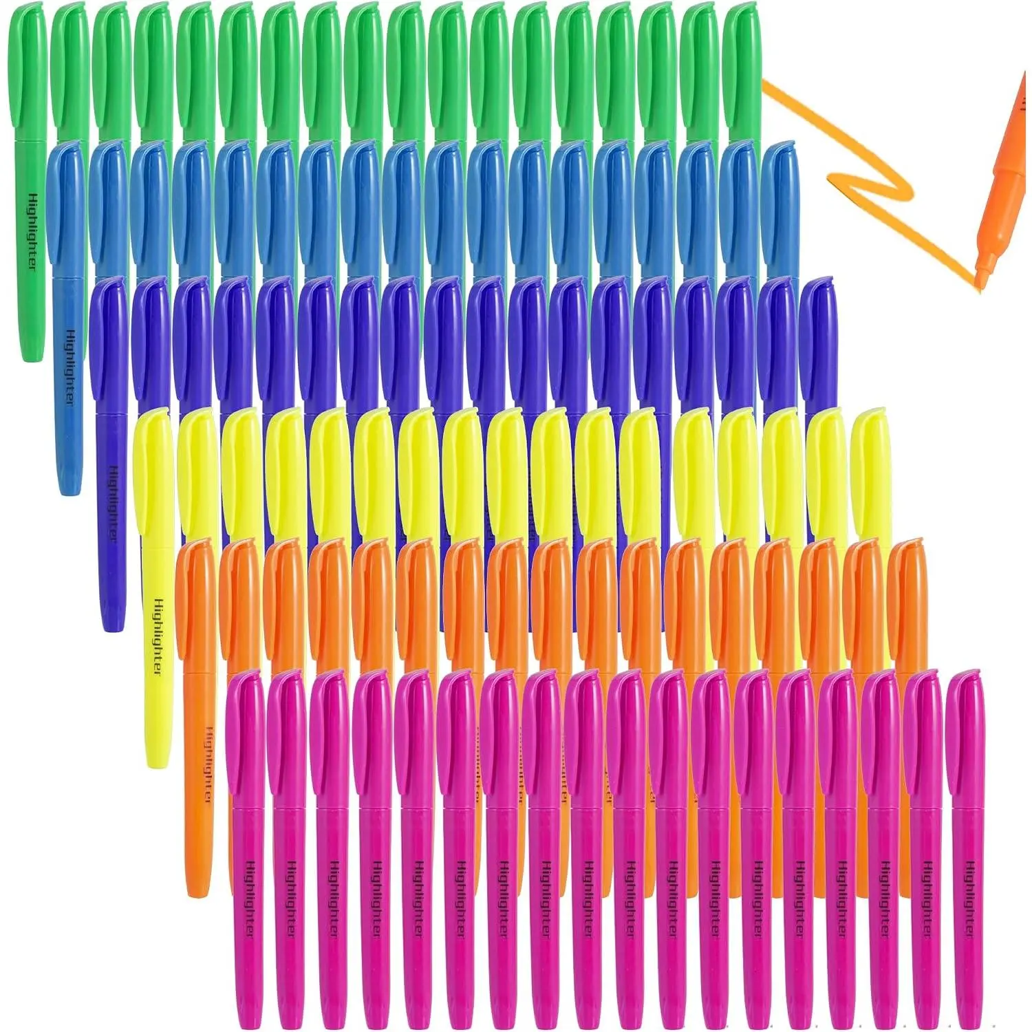 108 pack highlighters bulk,colorful transparent highlighter cases,multicolor highlighters,colored highlighter pens,multi color ,school, office.