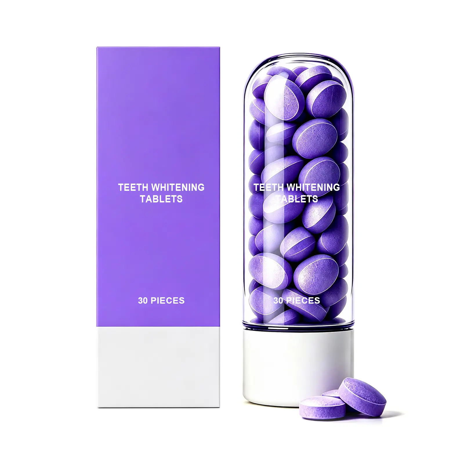 Purple Fresh Mint Chewable Toothpaste Tablets, Single-Serving, Portable for Travel-Daily Oral Care, Teeth Whitening Solution