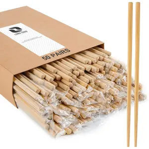 50 Pairs 9.5" Disposable Reusable Chopsticks Individually Wrapped Bulk Premium Quality