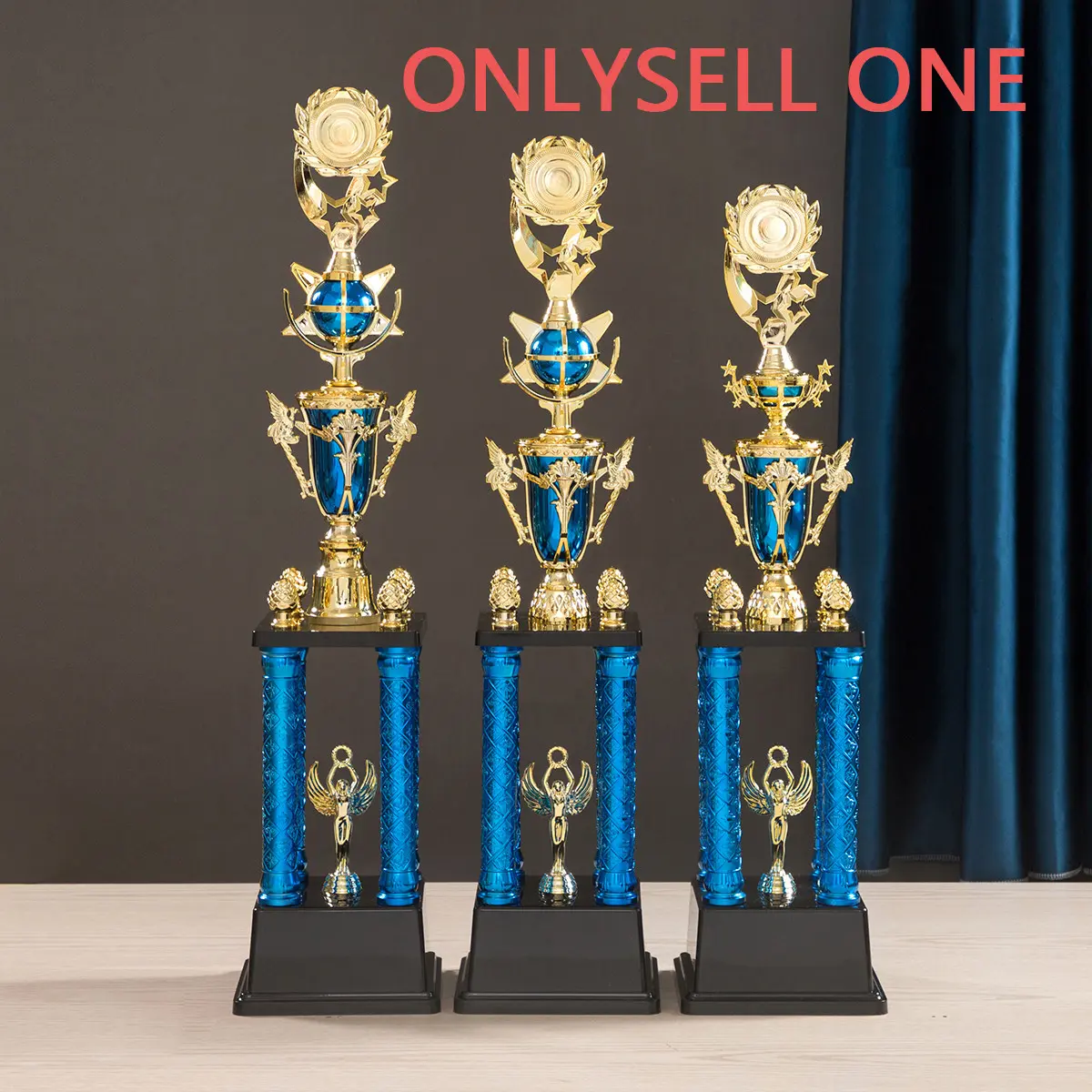 Large Blue Trophy, Abs Material, Ideal for Basketball, Soccer, Volleyball, Perfect Gift, Memorial, Collectible Prize, Trophy Award