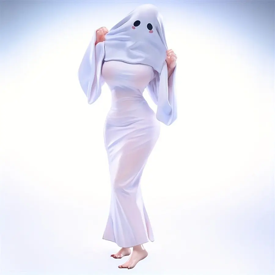 Elegant Ghost Costume Figure Model, Slim Fish Tail Ghost Girl, Shelf PC Car Ornament, Collectible PVC Figure, Ideal Gift for Anime Fans, Halloween Christmas Birthday