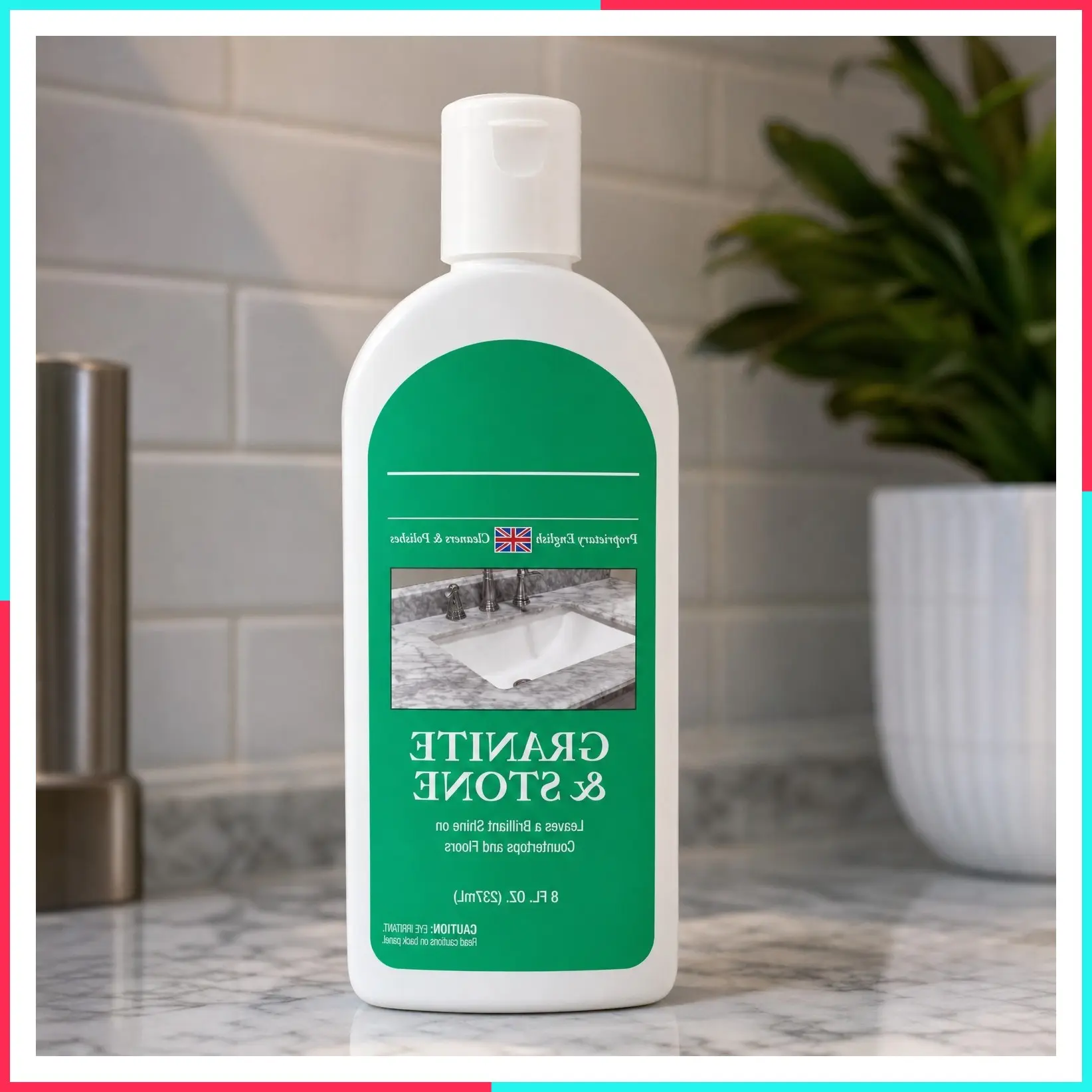 Granite & Marble Countertop Polish with Stain Protection, 8 oz | Cleans & Seals Countertops, Tile & Stone Surfaces, Prevents Water Stains, Streak-Free Carnauba Wax Finish