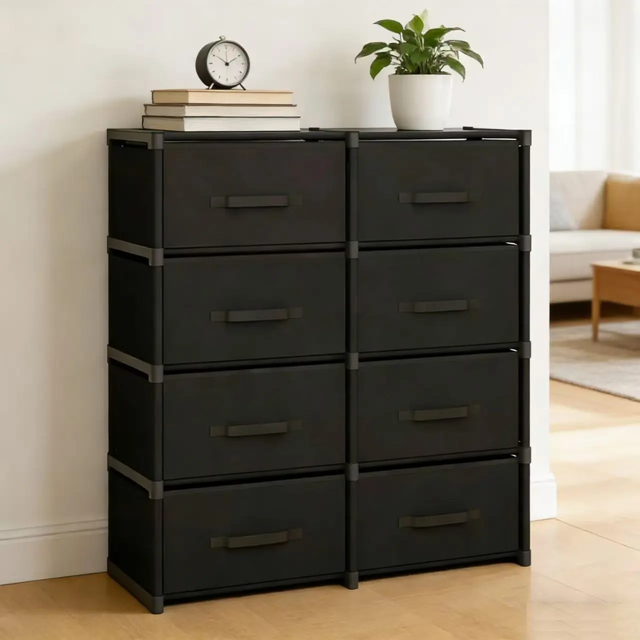 Multi-Functional Iron Frame Drawer Storage Cabinet, Space-Saving Wardrobe, Easy Installation, Durable, for Bedroom, Living Room, Office