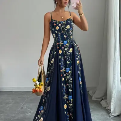 midnight blue lurex chiffon maxi dress Midnight Blue Lurex Chiffon Maxi Dress