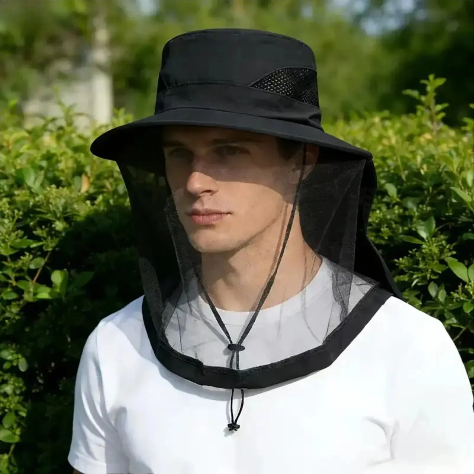 Outdoor Mosquito Protection Hat (1pc) – Breathable Mesh Net Full Head-Face-Neck Cover, Foldable Lightweight Headgear for Fishing, Camping & Outdoor Protection