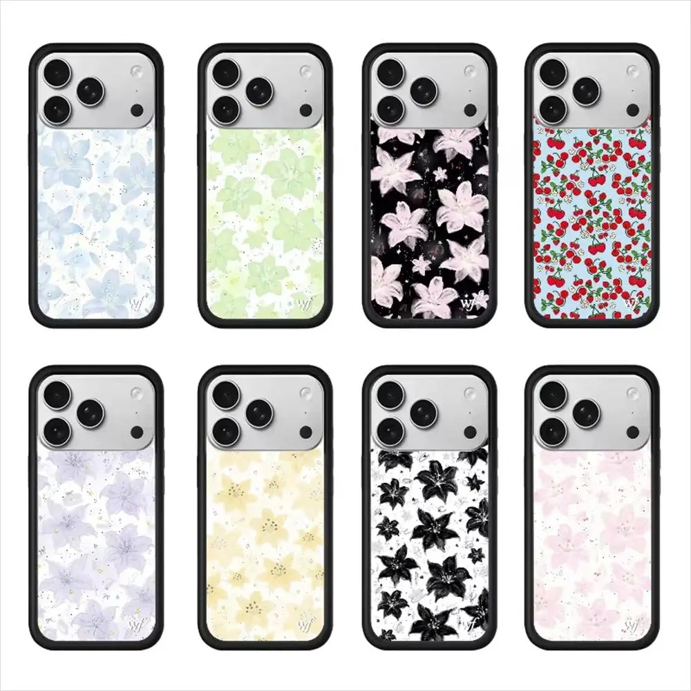 Wildflower Floral Butterfly Stylish Phone - Fits iOS Series, Multi- for 17/15/14/13/12 Plus/Xr/Max, Stylus-Enhanced, Lightweight, Vertical , Dual SIM, Large Hole, Festive Bow, Print, Shock hard multiple military drop case anti fall shockproof protec pink
