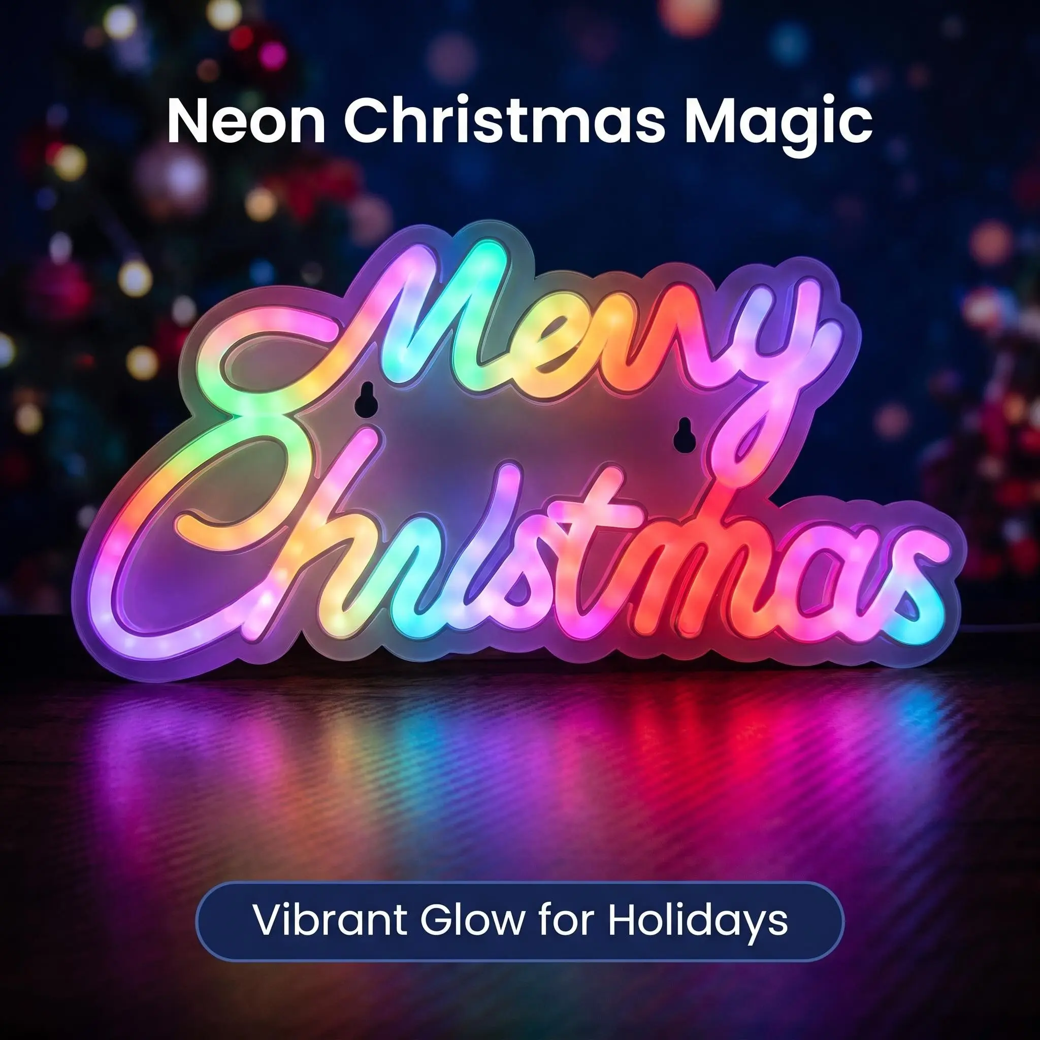 Colorful Christmas Merry Christmas LED Neon Sign, Light Up Christmas Decor, Christmas Holiday Decorative Lights, Bluetooth APP Control, USB Powered