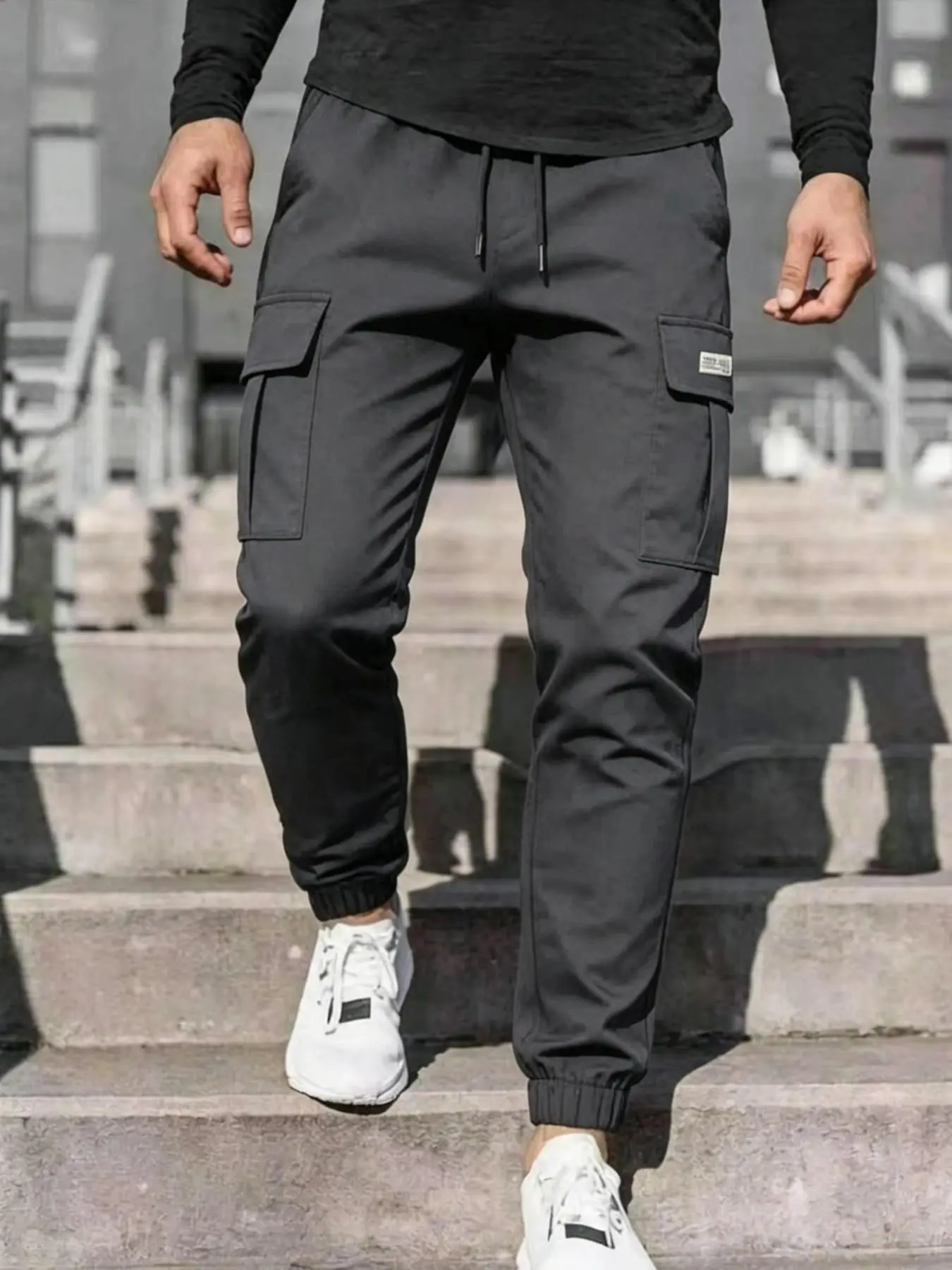 Men's Summer Lightweight Multi-Pocket Work Pants, Simple Commuter Outdoor Long Pants, Casual Fitted Trousers for All Seasons
