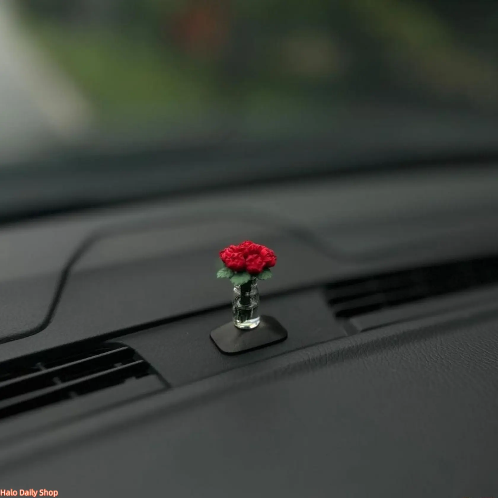 Women's 4-Pack Plastic Mini Rose Car Dashboard Window Ornaments, Light-Luxury US-Designed Cars Accessories with Healing & Personality Details, Girly Auto Accessories for Interior Decoration & Gifting