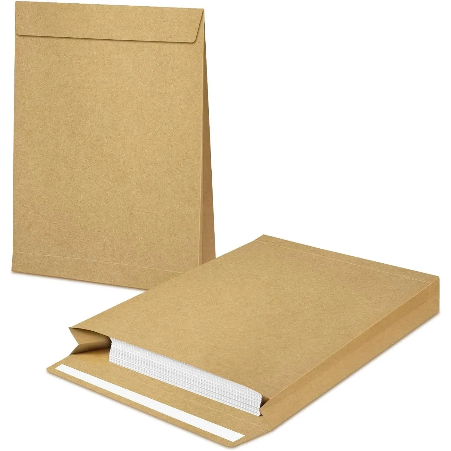 30 Pack Large Expandable Envelopes, 9.3x 13" Big Mailing Envelopes | Self Seal Large Manilla Envelopes, Anti Tear Catalog Envelopes for Office Business Paper Documents File Storage- Brown