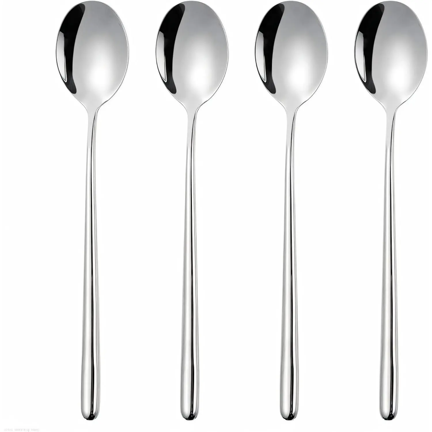 Korean Spoon,Stainless Steel Table Spoons,8.15 inch Long Handle Dinner Rice Soup Spoon Set for Home Kitchen Restaurant - 4 PCS