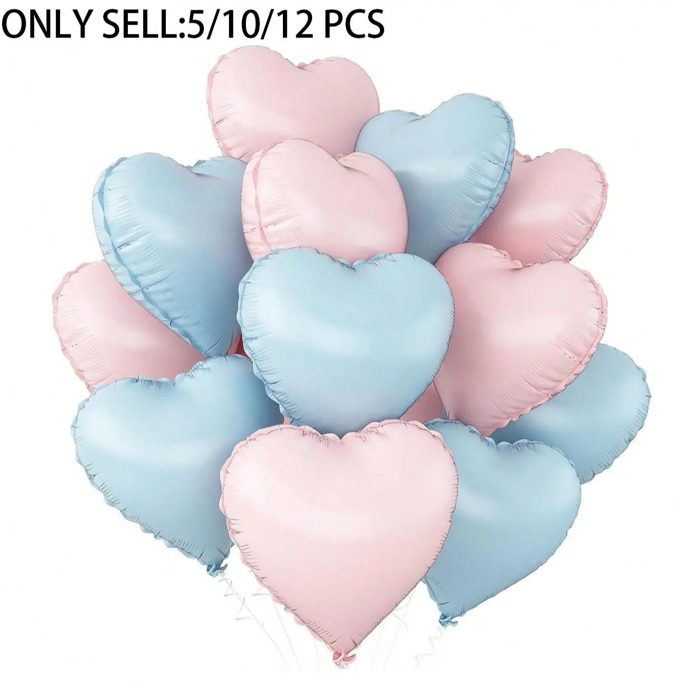 12/10/5 Pack Blue Heart Balloons, Baby Blue Aluminum Foil Balloons, 18 Inch Helium Balloons, Balloon Decorations for Baby Parties, Birthdays, Weddings