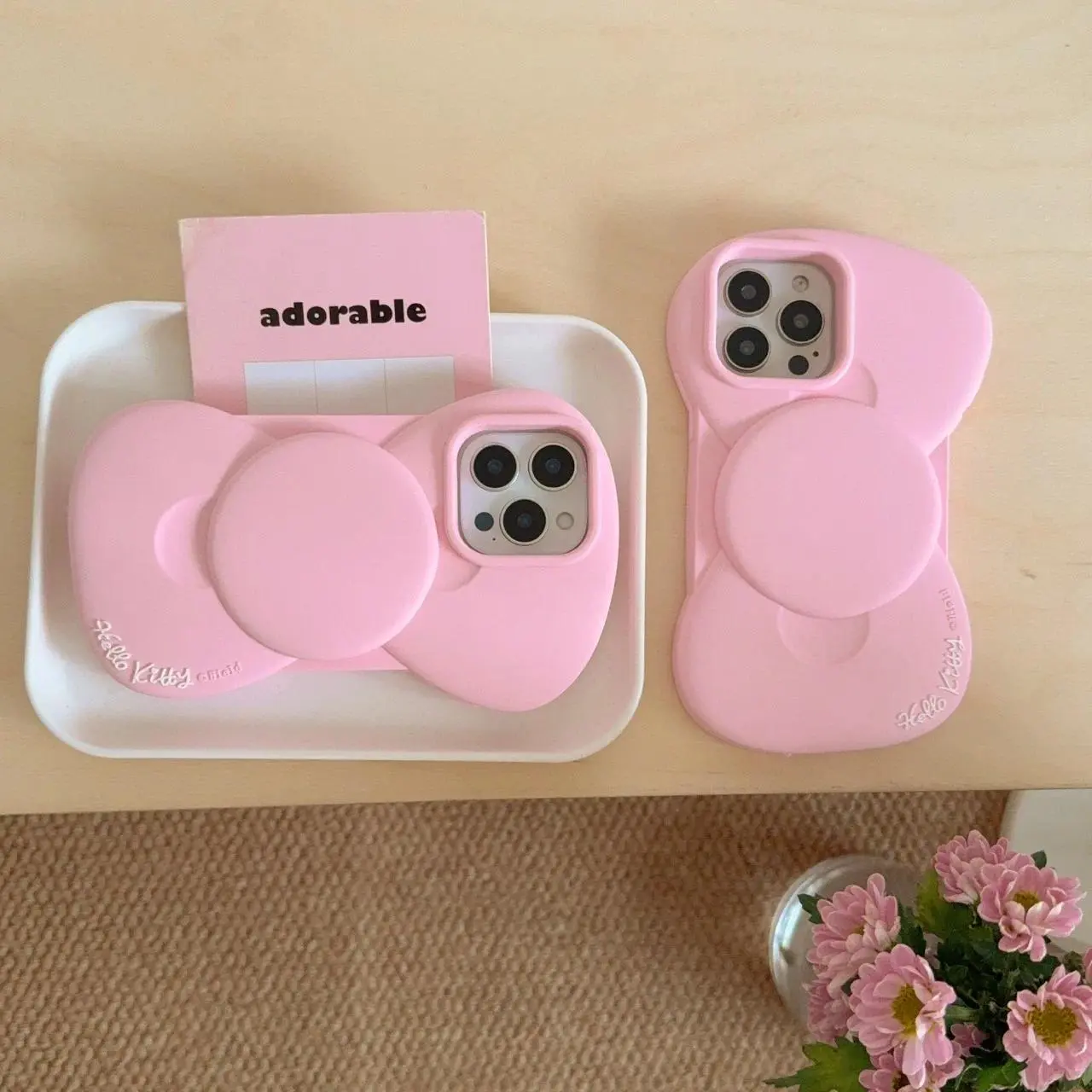 Cute Bow Shape Silicone Phone Case for iPhone 12-16 Pro Max, Pink, Fashion Creative, Multi-Model, Fits iOS Devices
