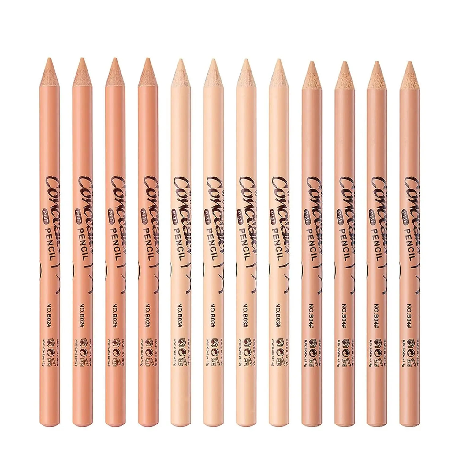 12-Piece Soft Matte Concealer Pencil Set, 3 Colors Stick Makeup for Hides Dark Circles, Blemishes, Acne, Aging Spots, Matte Coverage Makeup Products to Even Skin Tone