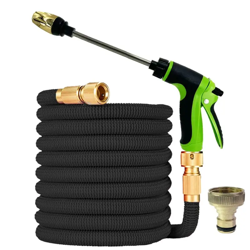 Expandable Magic Garden Hose Kit, 3x Stretch Retractable Flexible Water Hose, Solid Brass Connectors, Car Washing, Wall Cleaning, Garden Irrigation, Portable Hose